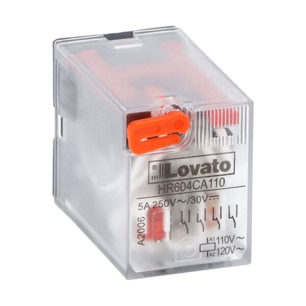 Industrial relay with LED state indicator and mechanical actuator 110/120VAC