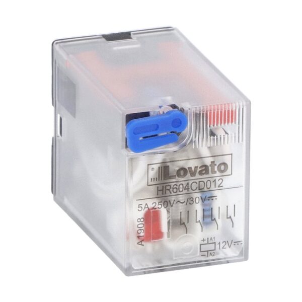 Industrial relay with LED state indicator and mechanical actuator, 24VDC