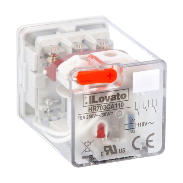 11-PIN Industrial relay with LED state indicator and mechanical actuator, 110/120VAC