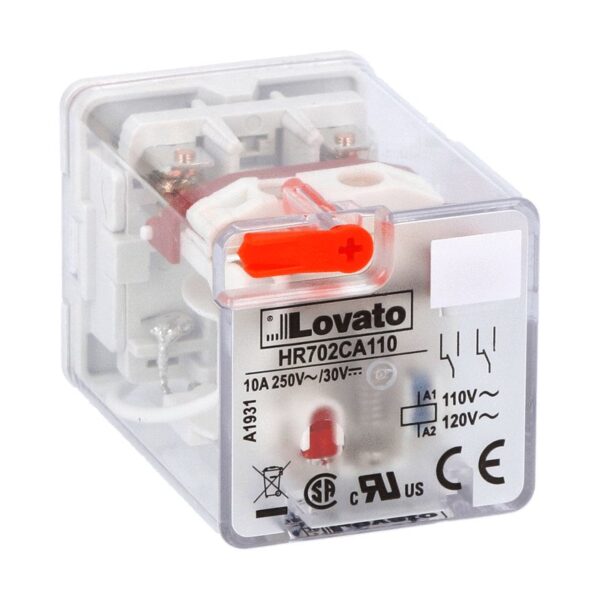 8-PIN Industrial Relay, LED State Indicator, Mechanical Actuator, 110/120VAC