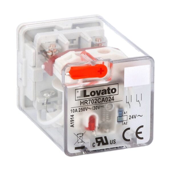 8-PIN Industrial relay with LED state indicator and mechanical actuator 24VAC