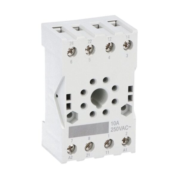 8-PIN Relay Socket for HR702C, DIN Rail/Screw Mount, Screw Terminals