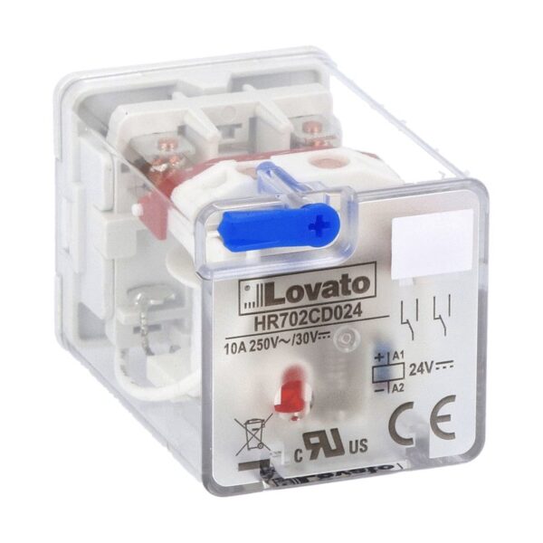 8-PIN Industrial relay with LED state indicator and mechanical actuator 24VDC